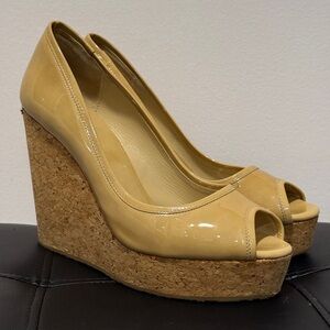 Jimmy Choo Beige Papina Patent Leather Pumps